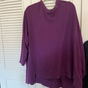 Plus Size Tunic Length Sweatshirts (Purple and Dusty Pink)